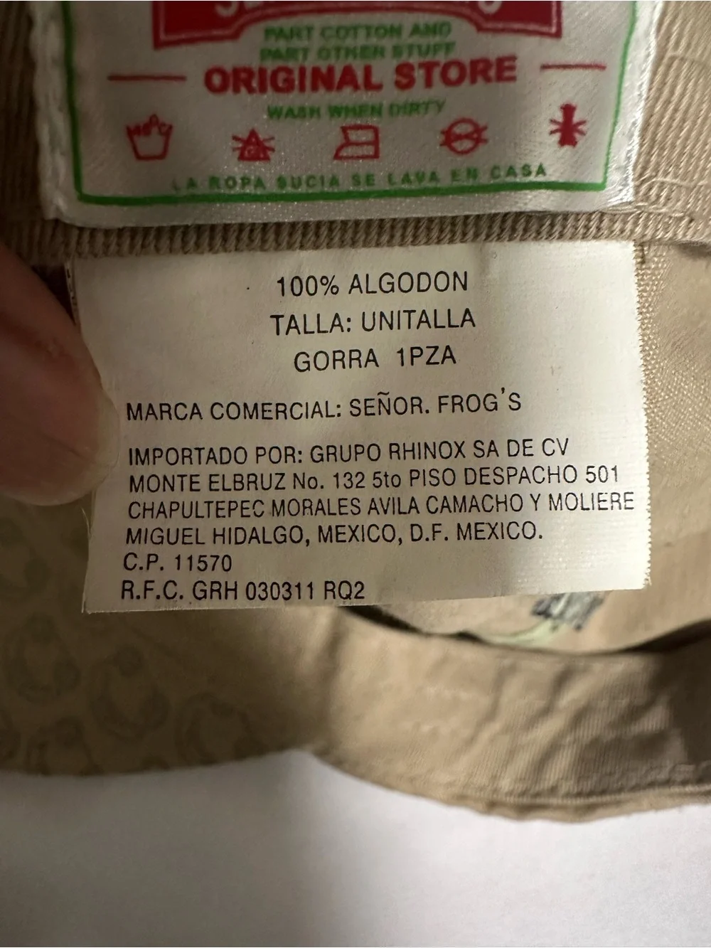 Señor Frog's Khaki Cap with Red Logo Pin